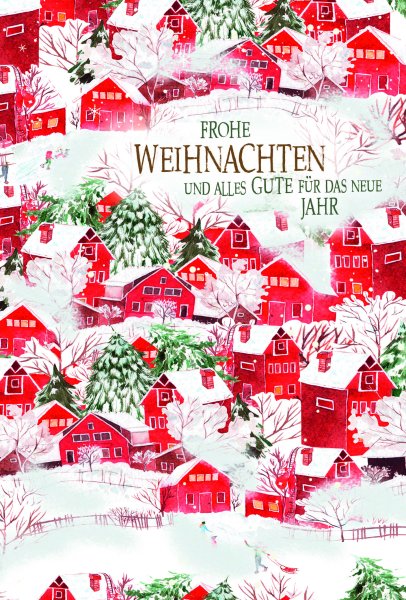 Weihnachten - Glückwunschkarten im Format 11,5 x 17 cm - Häuser, Nadelbäume