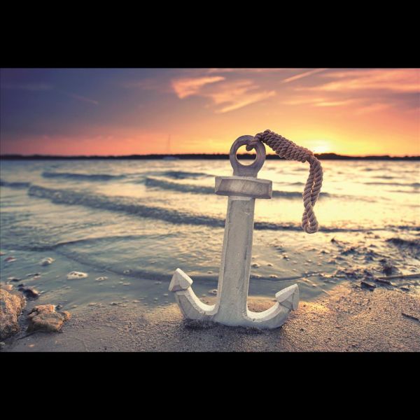 Ohne Text Glückwunschkarte mit Umschlag Anker am Strand