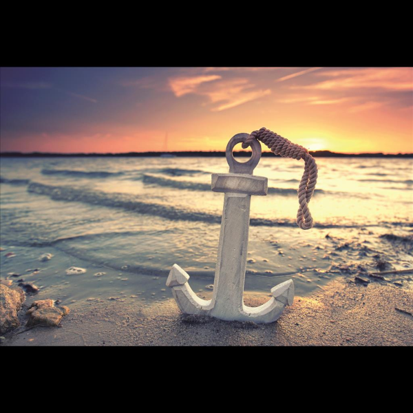 Ohne Text Glückwunschkarte mit Umschlag Anker am Strand