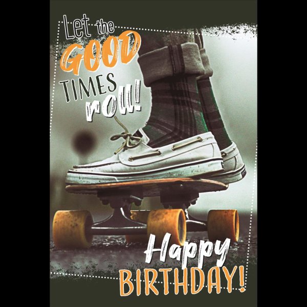 Geburtstag - Glückwunschkarte im Format 11,5 x 17 cm mit Umschlag - Skateboard