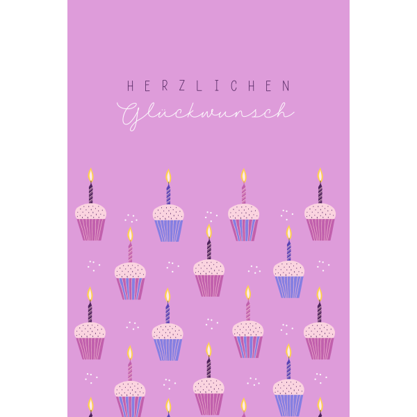 A Geburtstag Glückwunschkarte mit Umschlag Muffins mit brennenden Kerzen