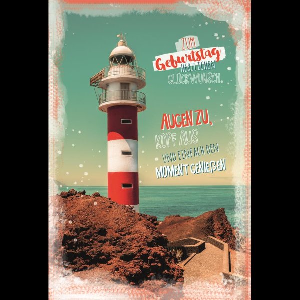 Geburtstag - Glückwunschkarte im Format 11,5 x 17 cm mit Umschlag - Leuchtturm