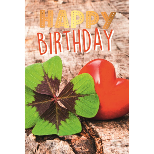 Geburtstag Glückwunschkarte mit Umschlag Kleeblatt, Herz
