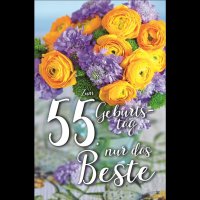 55. Geburtstag - Karte mit Umschlag - Blumen