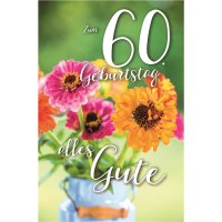 60. Geburtstag - Karte mit Umschlag - Blumen