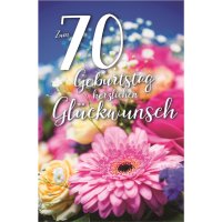 70. Geburtstag - Karte mit Umschlag - Blumen