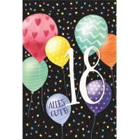 18. Geburtstag - Karte mit Umschlag - bunte Luftballons