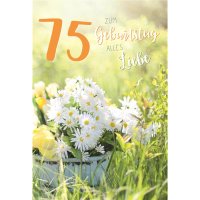 75 . Geburtstag - Karte mit Umschlag - Blumen