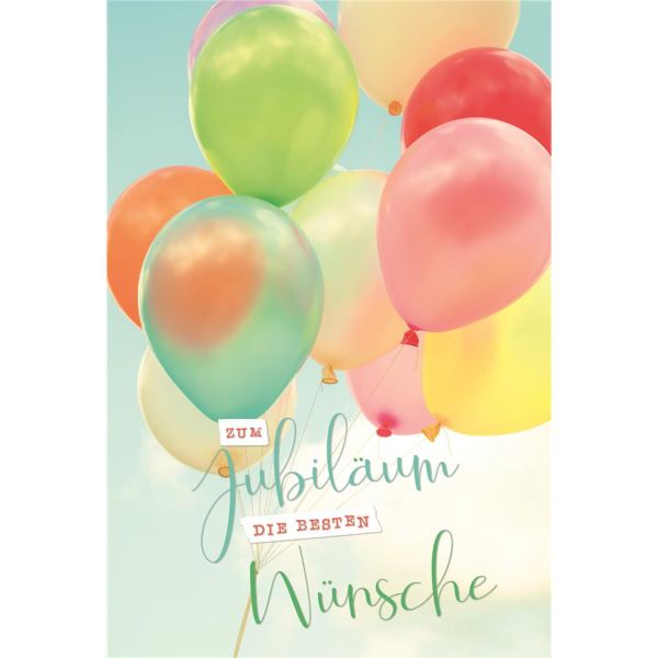 A Jubiläum Glückwunschkarte mit Umschlag, bunte Luftballons