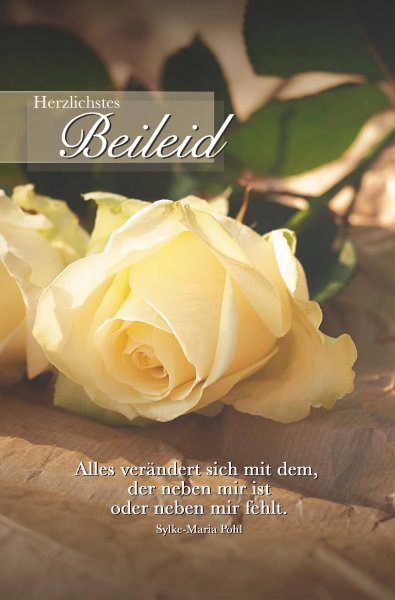Trauer – Beileid – Kondolenz - Trauerkarte im Format 11,5 x 17 cm mit Umschlag - gelbe Rosen