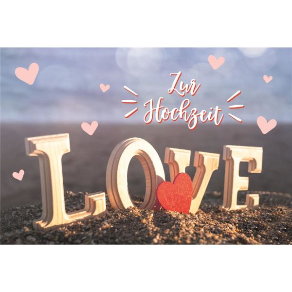 Hochzeit Glückwunschkarte mit Umschlag Love-Schriftzug