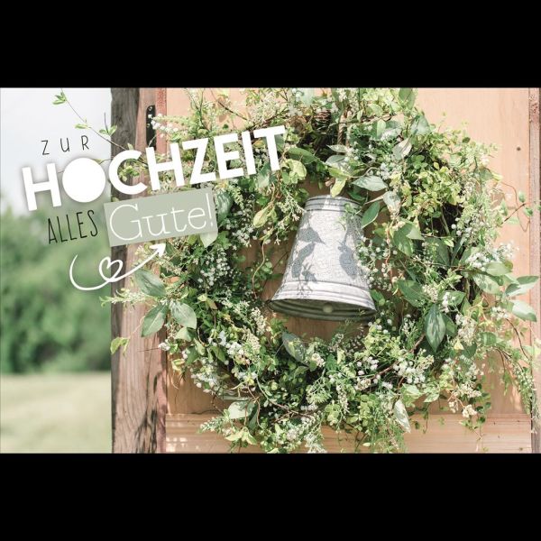 Hochzeit Glückwunschkarte mit Umschlag Blätterkranz, Glocke