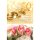 Goldhochzeit - 50. Hochzeitstag - Glückwunschkarte im Format 11,5 x 17 cm mit Umschlag - goldene Eheringe, Blumenstrauß - mit Goldfolie
