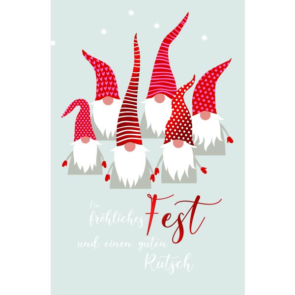 Weihnachten Grußkarte Glückwunschkarte mit Umschlag Wichtel, mit roter Me