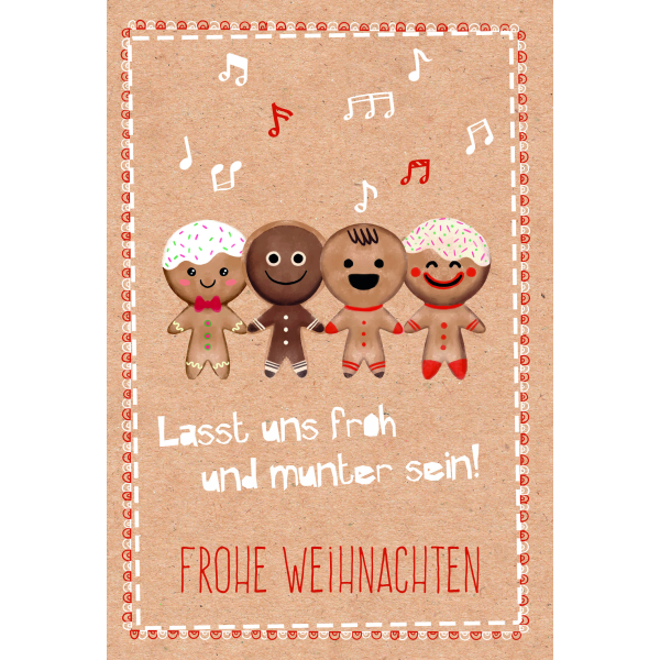 Weihnachten Glückwunschkarten Lebkuchenmännchen, Naturkarton