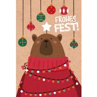 Weihnachten Glückwunschkarten Bär mit Pullover...