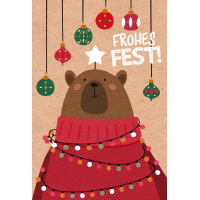 Weihnachten Glückwunschkarten Bär mit Pullover...