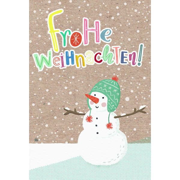 Weihnachten Grußkarte Glückwunschkarte mit Umschlag Schneemann, Naturkart