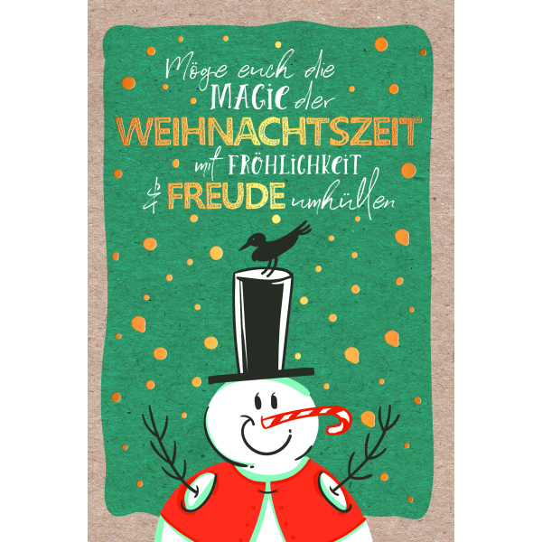 Lustige Weihnachts-Dankeskarte Mit Schneemann – 12,7x17,8 Cm Inkl. Umschlag