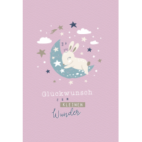 Geburt Baby Glückwunschkarte mit Umschlag Rosa Mond...