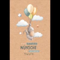 Taufe Glückwunschkarte mit Umschlag Elefant an...