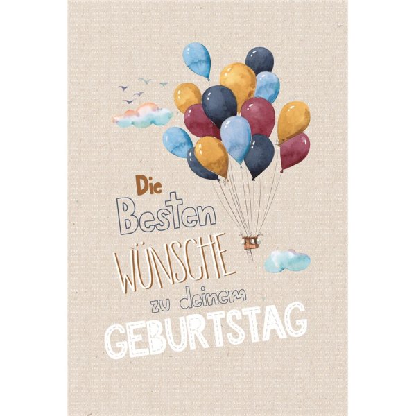 Geburtstag - Glückwunschkarte im Format 11,5 x 17 cm mit Umschlag - Luftballons, Wolken