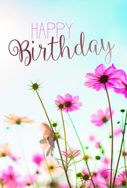 Geburtstag - Glückwunschkarte im Format 11,5 x 17 cm mit Umschlag - Blumen - mit rosefarbener Metallicfolie