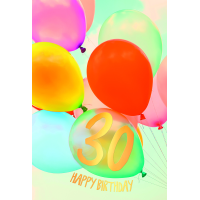 A 30. Geburtstag Karte mit Umschlag bunte Luftballons mit...