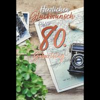 80. Geburtstag Glückwunschkarte mit Umschlag...