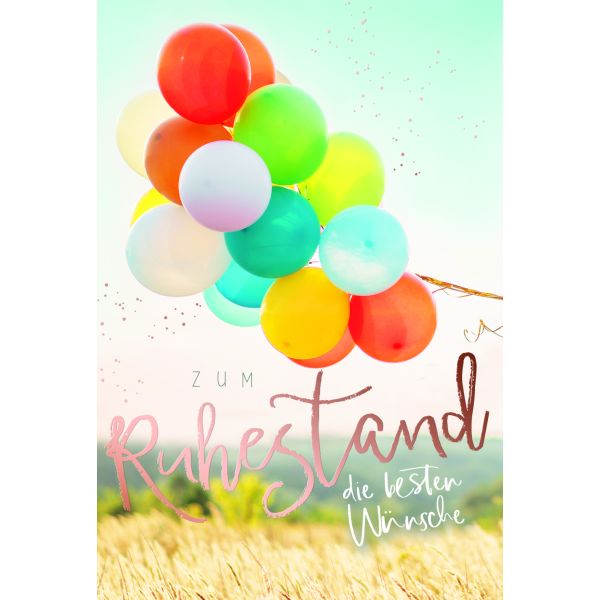 Ruhestand Glückwunschkarte mit Umschlag bunte Luftballons