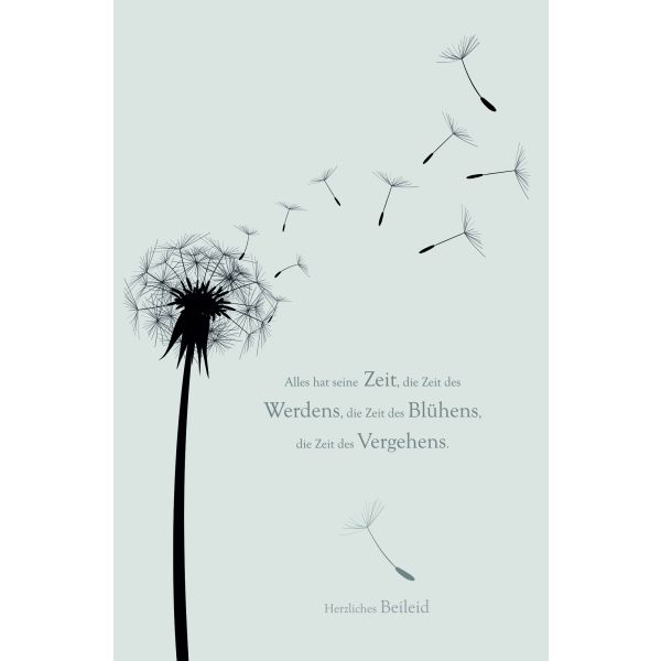 Trauer Beileid Kondolenz Trauerkarte mit Umschlag Herzliches Beileid Pusteblume