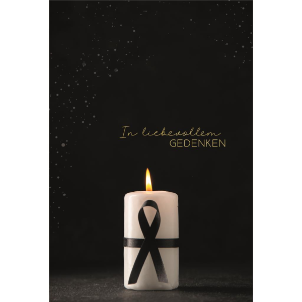 A Trauer Beileid Kondolenz Trauerkarte mit Umschlag brennende Kerze mit Trauerschleife mit Textvorschlägen