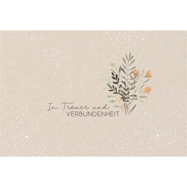 Trauer Beileid Kondolenzkarte mit Umschlag In Trauer und Verbundenheit Blumenstrauß