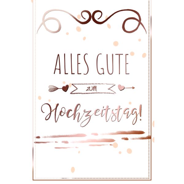 A Hochzeitstag Glückwunschkarte mit Umschlag Schriftkarte mit rosegoldener Metallicfolie