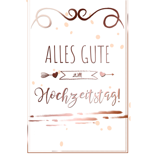 A Hochzeitstag Glückwunschkarte mit Umschlag Schriftkarte mit rosegoldener Metallicfolie