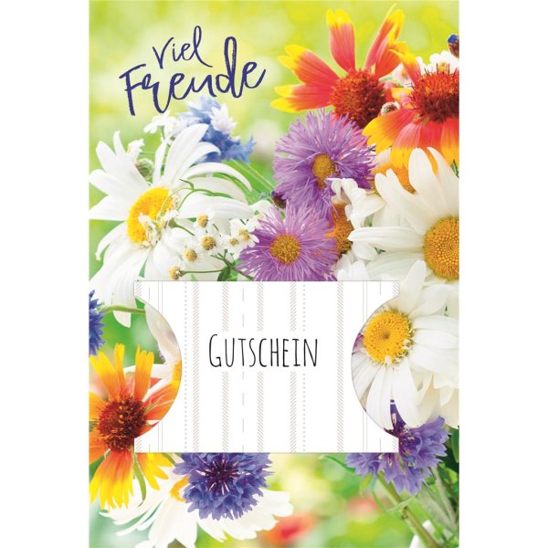 Gutschein - Glückwunschkarte im Format 11,5 x 17 cm mit Umschlag - Blumen, gestanzt