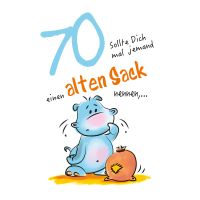 A 70. Geburtstag Karte mit Umschlag Nilpferd, alter Sack...