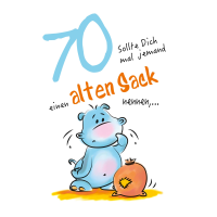 A 70. Geburtstag Karte mit Umschlag Nilpferd, alter Sack...