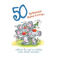 A - 60. Geburtstag - Karte mit Umschlag - Mäuse mit...