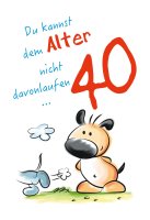 A - 40. Geburtstag - Karte mit Umschlag - Hund läuft...