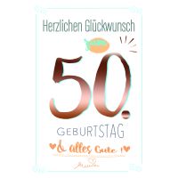 A 50. Geburtstag Karte mit Umschlag mit Kupferfolie