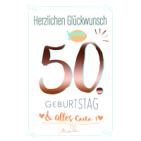 A 50. Geburtstag Karte mit Umschlag mit Kupferfolie