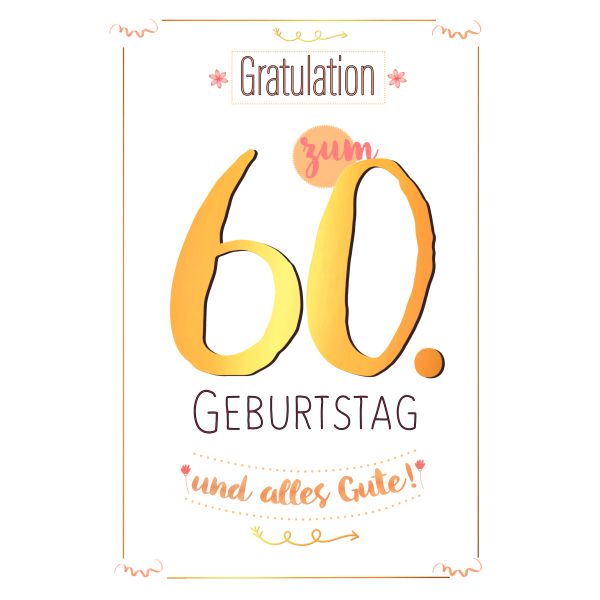 60. Geburtstag Karte mit Umschlag mit Goldfolie