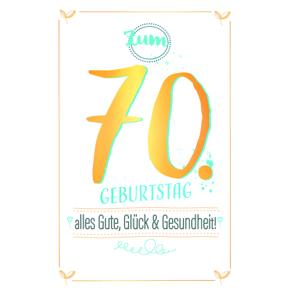 70. Geburtstag Karte mit Umschlag mit Goldfolie