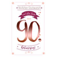 90. Geburtstag Karte mit Umschlag mit Kupferfolie