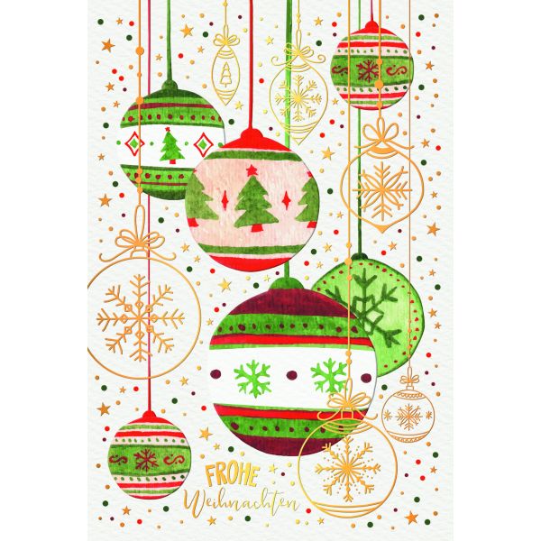 Weihnachten Grußkarte Glückwunschkarte mit Umschlag Weihnachtsbaumkugeln,