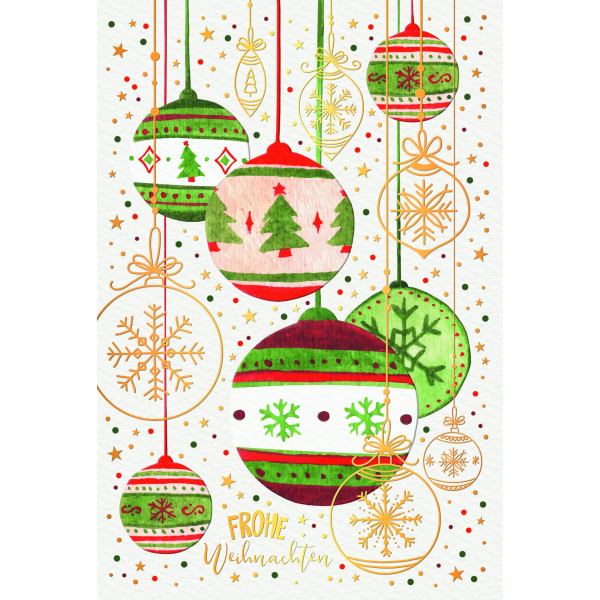 Weihnachten Grußkarte Glückwunschkarte mit Umschlag Weihnachtsbaumkugeln,