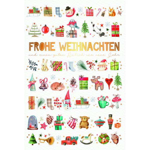 Weihnachten Grußkarte Glückwunschkarte mit Umschlag Weihnachtsmotive, Nat