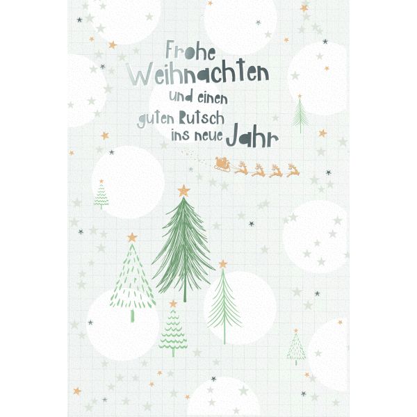 Weihnachten Glückwunschkarten Tannenbäume, Naturkarton, mit Silberfolie