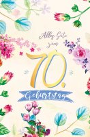 70. Geburtstag - Karte mit Umschlag - Blumen - mit Goldfolie